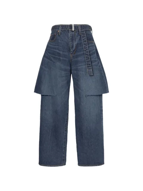 sacai layered-detail belted jeans Blue 2608595