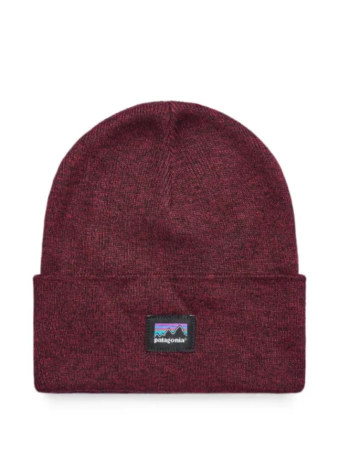 Patagonia logo-patch beanie hat Red 33431BYFG