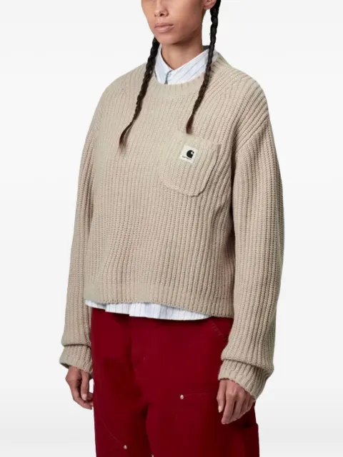 Carhartt WIP Mira ribbed-knit logo-patch sweater Neutrals I035382