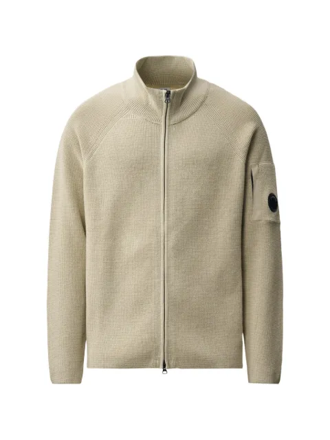 C.P. Company zip-up Lens-detail sweater Neutrals 21CMKN058A110754A120