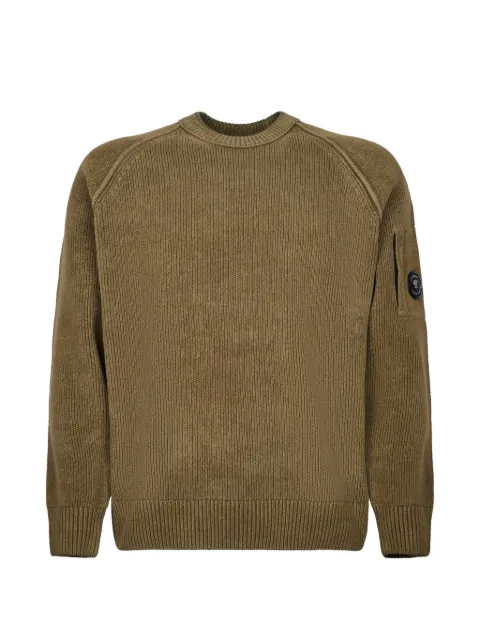 C.P. Company Chenille cotton lens crewneck sweater Green 21CMKN196A005558G683