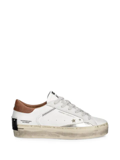 Crime London Distressed star-patch sneakers White 23050AA9