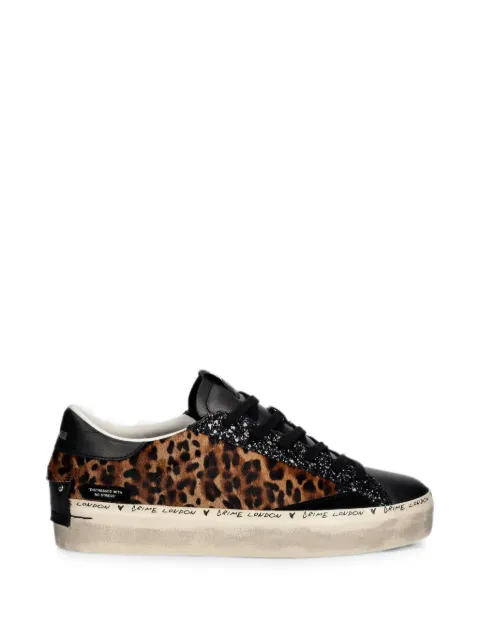 Crime London leopard-print glitter-detail sneakers Black 23056AA9
