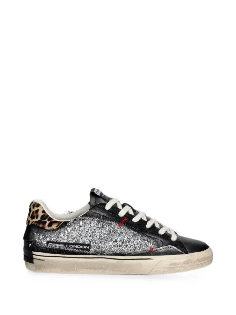 Crime London glitter-detail leopard-print sneakers Black 23075AA9