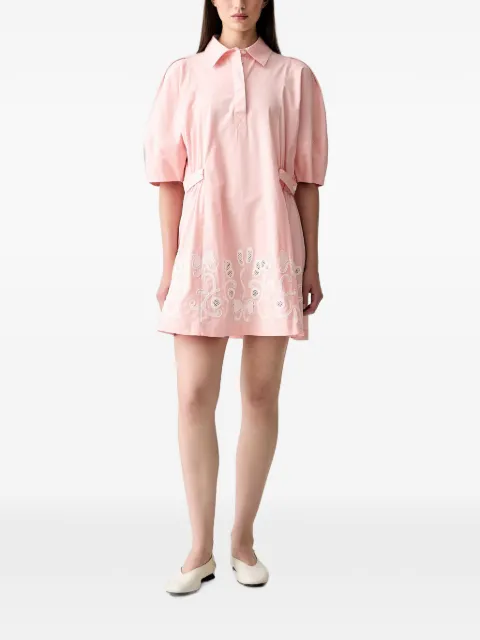 Stine Goya broderie-anglaise puff-sleeve mini dress Pink SGD093
