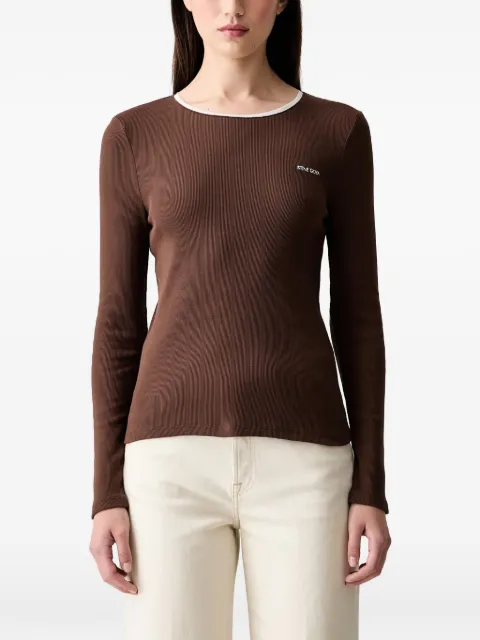 Stine Goya ribbed-knit long-sleeve top Brown SGT202