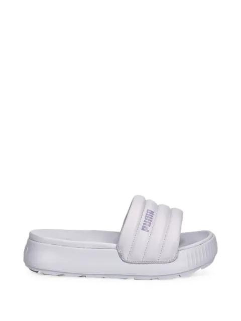 PUMA padded logo-print slides White 395399