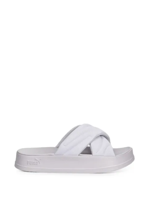 PUMA quilted crossover-strap slides Purple 400340