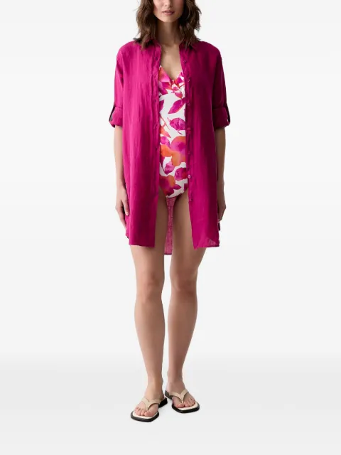 Vilebrequin Fragance roll-tab sleeve shirt mini dress Purple FRGEU102