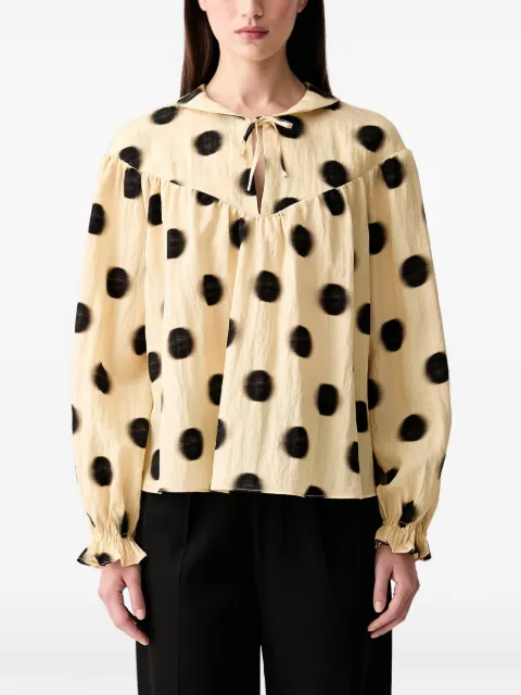 Stine Goya polka-dot ruffled blouse Yellow SGT220