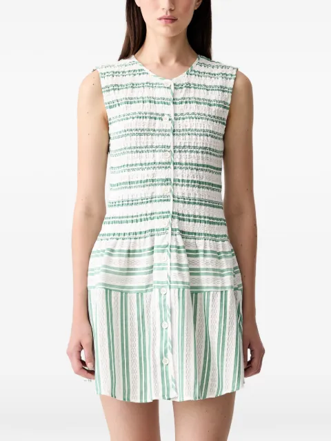 Stine Goya smocked striped mini dress White SGD307