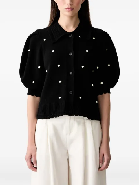 Stine Goya polka-dot puff-sleeve cardigan Black SGK044