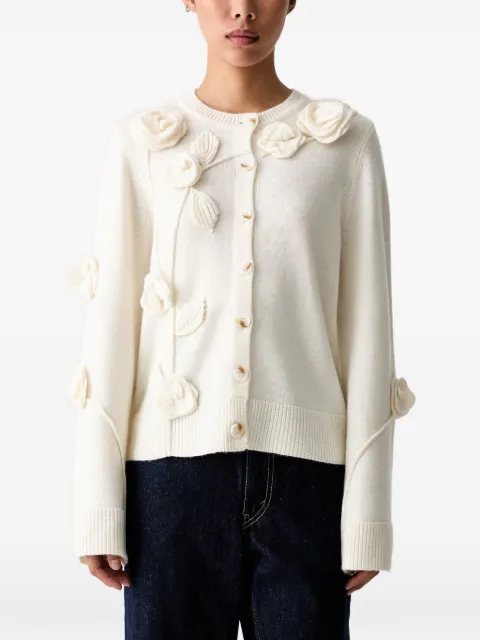 FARM Rio floral-appliqué button-up cardigan Neutrals 356155