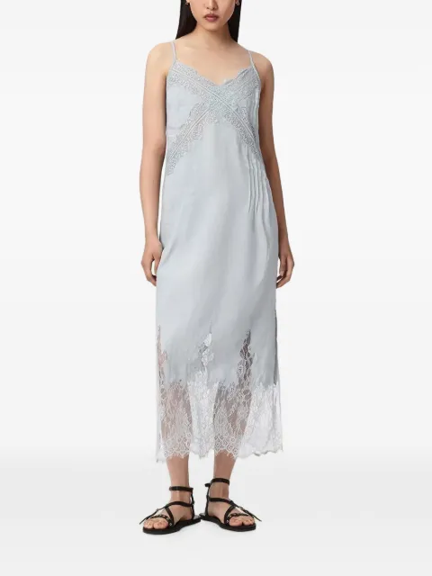 AllSaints Samia linen midi dress Blue W103DE