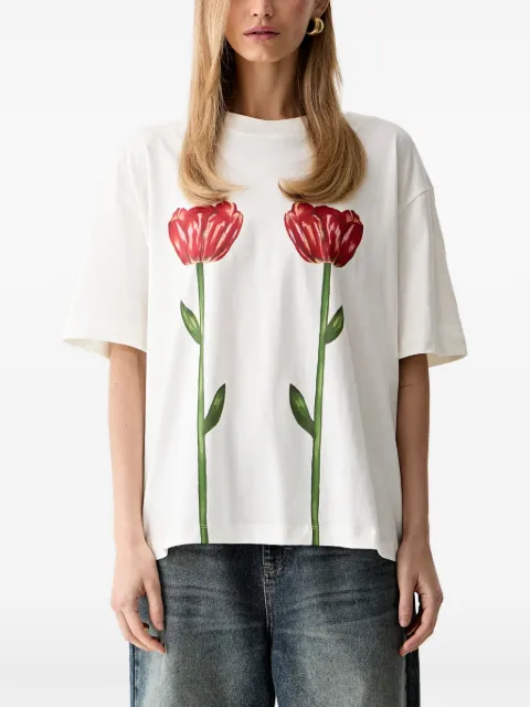 FARM Rio tullip-print T-shirt White 356426