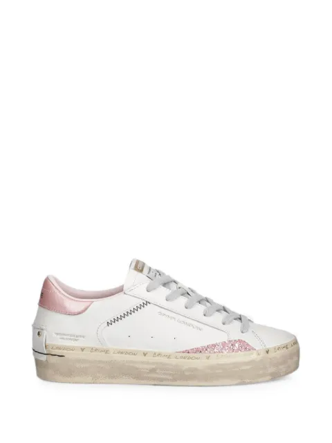 Crime London Distressed glitter-panel sneakers White 29051PP8