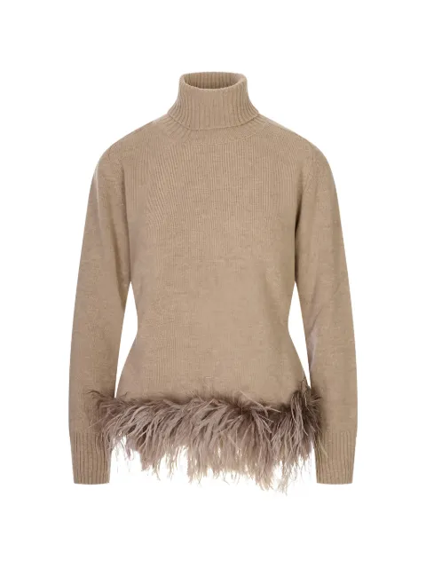 P.A.R.O.S.H. feather-trim sweater Neutrals LESTATD512142
