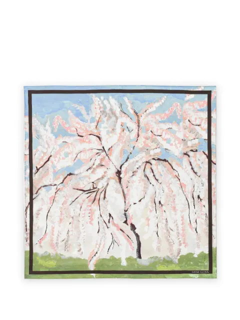 Stine Goya cherry-blossom-print square scarf White SGA010