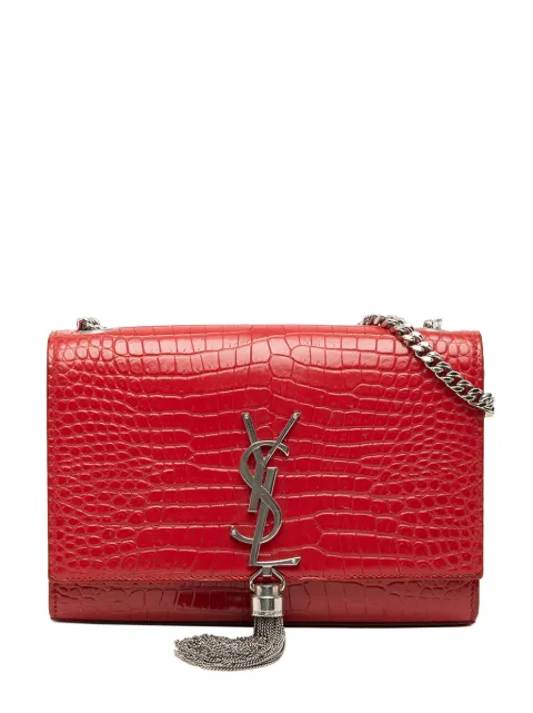 Saint Laurent Pre-Owned 2018 Small Croc Embossed Leather Monogram Kate Tassel crossbody bag Red PH3LQYYZ43JK57FC