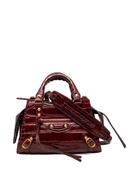 Balenciaga Pre-Owned 2021 Mini Croc Embossed Calfskin Motocross Neo Classic City satchel Red CVC45LZ4US0RSX48