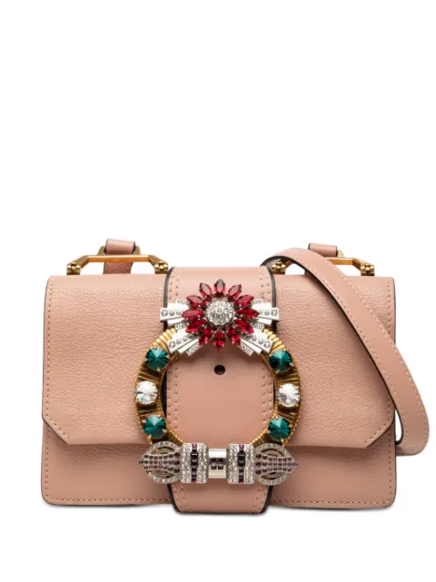 Miu Miu Pre-Owned 2010-2026 Goatskin Madras Soft Calf Crystal Embellished crossbody bag Pink 8FHVZ4HQW5E8ECEB