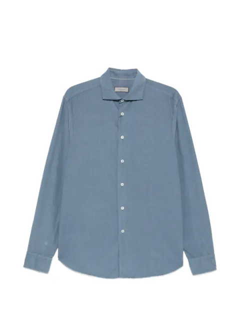 Canali corduroy-texture long-sleeve shirt Blue CSL7065GM03361