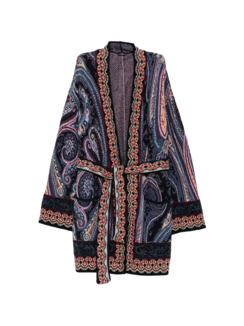 ETRO Paisley-print belted cardigan Blue WRKP0044AQ11G