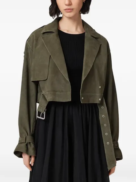 AllSaints Ophelia cropped suede jacket Green W054LC