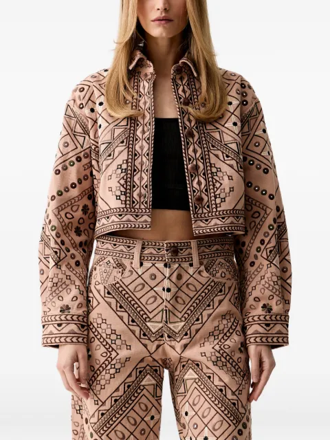 FARM Rio embroidered cropped jacket Pink 348743