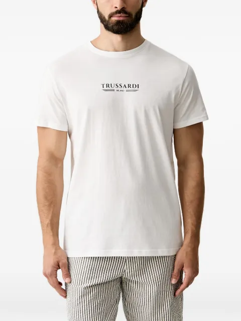 Trussardi logo-print cotton T-shirt White TRU26MTS01