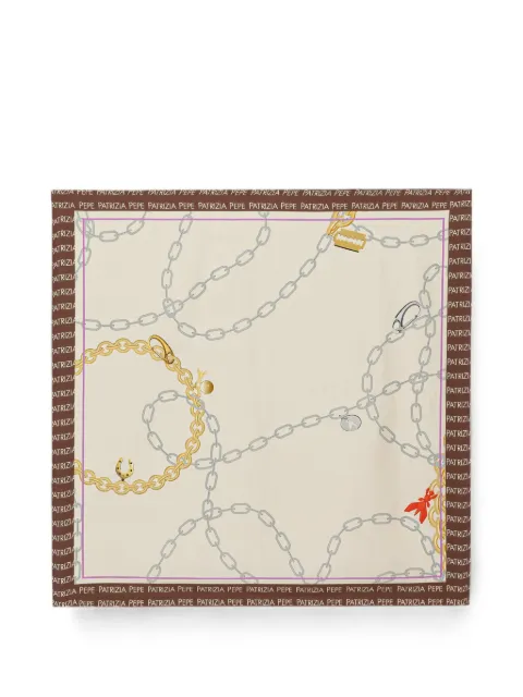 Patrizia Pepe chain-print logo-border scarf Neutrals 8F0084A4X1P