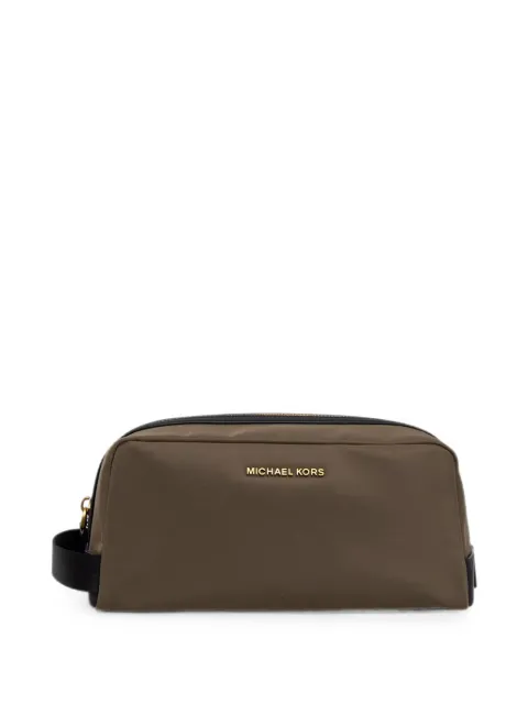 Michael Kors logo-plaque zip-fastening wash bag Green 33T6GHDT7U