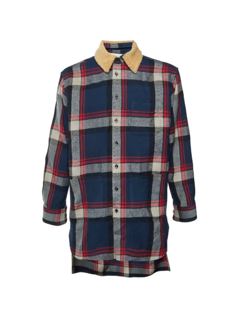 Gucci Pre-Owned plaid shearling-collar shirt Blue 1368646