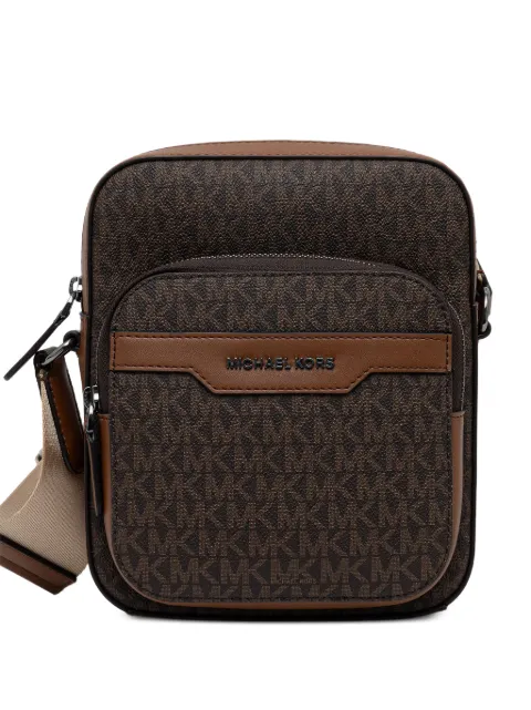 Michael Kors mini Hudson logo-monogram zip-pocket shoulder bag Brown 33T5LHDM0B