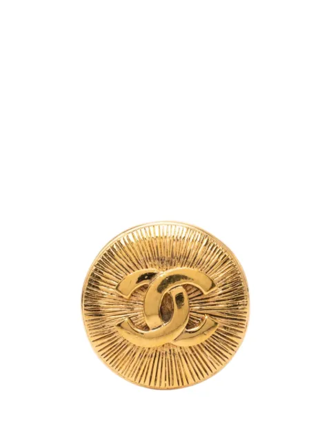 CHANEL Pre-Owned 1970-1980 CC Gold Plated Sunburst Round Pin Brooch costume brooch Gold TRSAG275CMGLNO0K