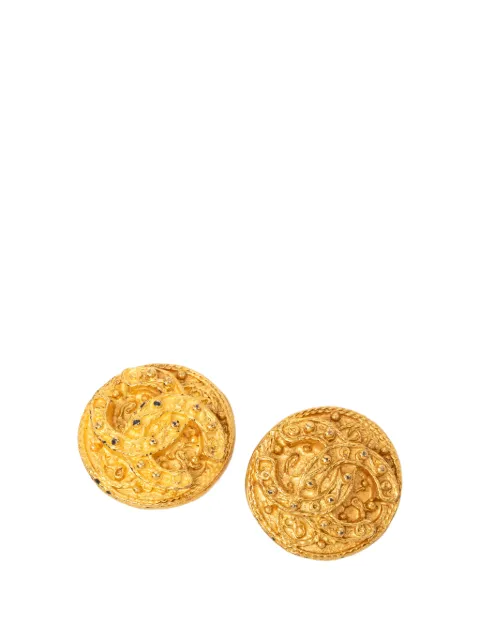 CHANEL Pre-Owned 1994 CC Gold Plated Arabesque Round Clip On Earrings costume earrings Gold F6HP8BNV08T0LUDT