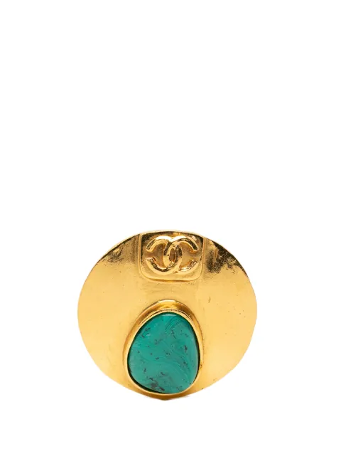 CHANEL Pre-Owned 1998 CC Gold Plated Round Gripoix Brooch costume brooch Gold 4GDTRXZWD22X3I32