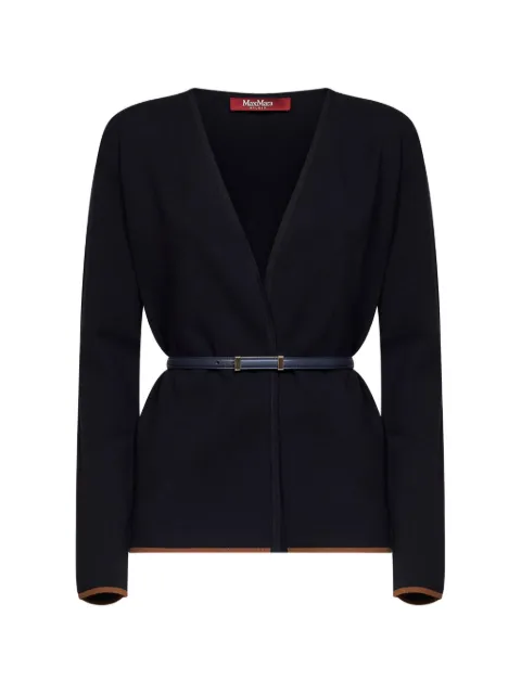 Max Mara Mstdente belted V-neck cardigan Blue 2626346031600