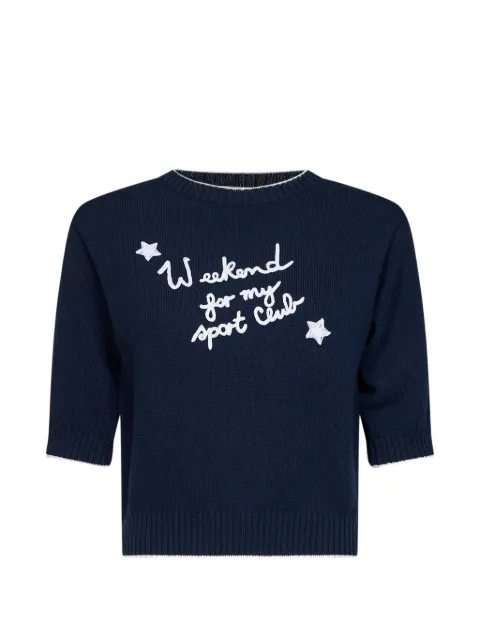 Weekend Max Mara slogan-embroidered short-sleeve sweater Blue 2625366191600WKDFIACRE019