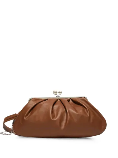 Weekend Max Mara large Pasticcino leather clutch bag Brown 2625516134600