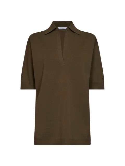 Max Mara Milano-knit polo-collar top Brown 2621366051600