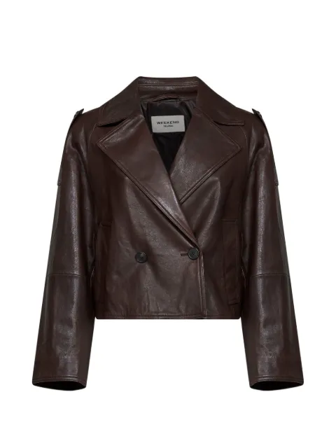 Weekend Max Mara double-breasted leather jacket Brown 2625446051600WKDFELINO