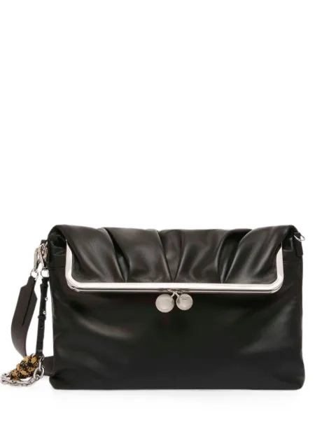 Weekend Max Mara Pasticcino clasp-fastening leather clutch bag Black 2625516144600