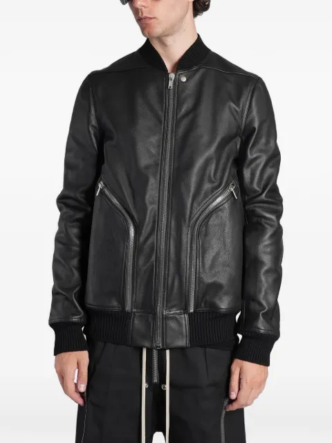 Rick Owens Heizer zip-pocket leather bomber jacket Black RU02F4779LWC