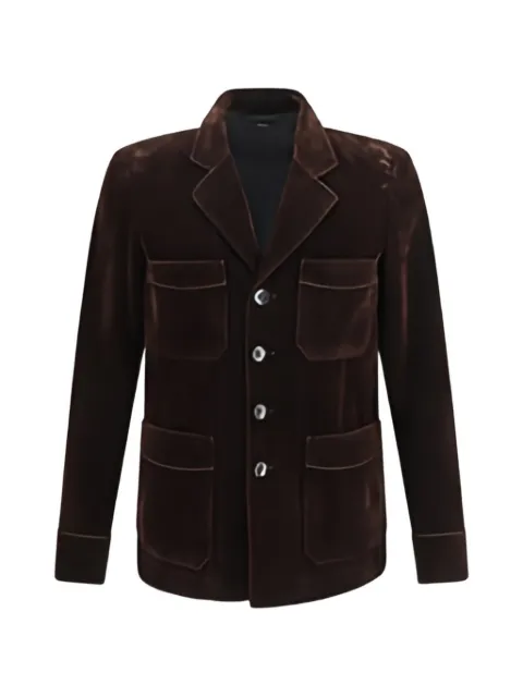 TOM FORD peak-lapel patch-pocket jacket Brown OJM032FMC329