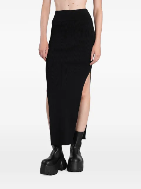 Rick Owens ribbed side-slit maxi skirt Black RP02F5619RIBVI