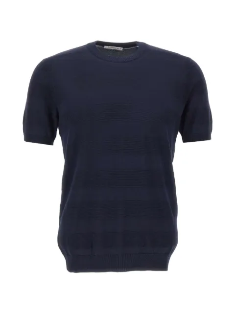Kangra horizontal-stripe short-sleeve sweater Blue 302421