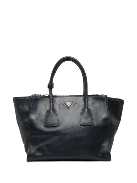 Prada Pre-Owned 2010-2026 Glace Calf Twin Pocket Double Handle satchel Blue C52ZLNZU352WFSPF