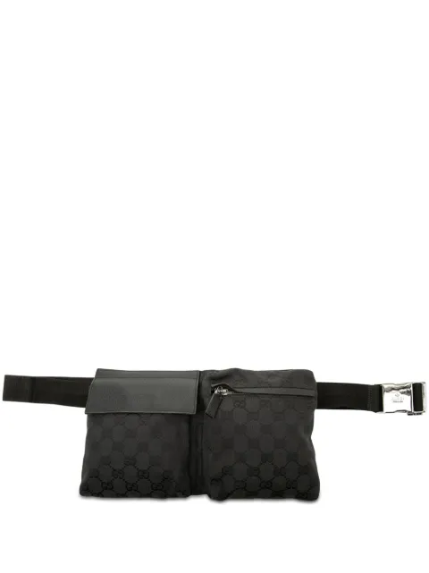 Gucci Pre-Owned 2000-2015 GG Canvas Double Pocket belt bag Black 5VQH9HZIYE9NITMU