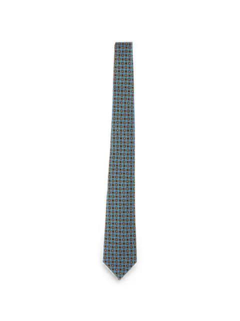 Kiton geometric-pattern seven-fold tie Blue UCRVKRC01M9601001
